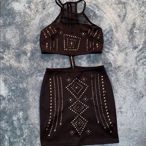 2B BEBE BLACK STUD DRESS